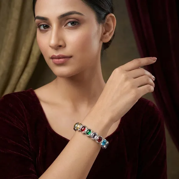 Multicolor_Stainless_Steel_Oval_Design_Stone_Bangle