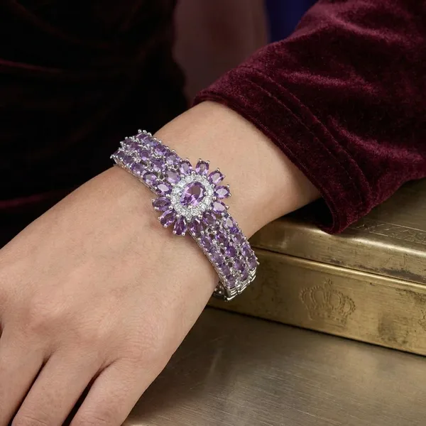 Purple_Stainless_Steel_Flower_Design_Stone_Bangle