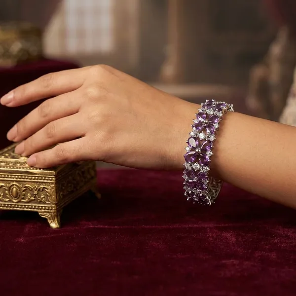 Purple_Stainless_Steel_Spinel_With_American_Diamond_Flower_Design_Stone_Bangle