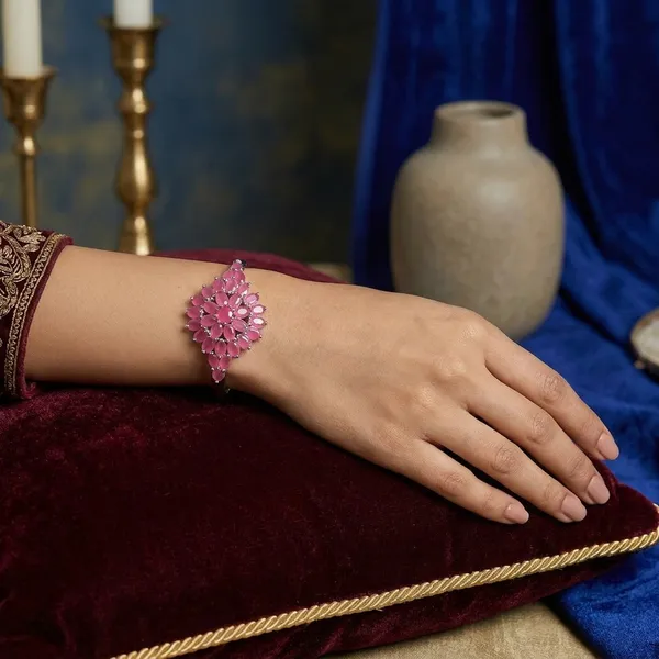 Ruby_Stainless_Steel_Flower_Design_Stone_Bangle