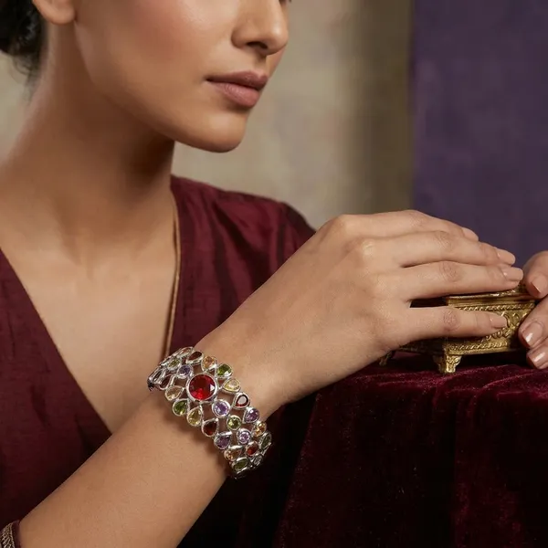 Multicolor_Stainless_Steel_Oval_Design_Stone_Bangle