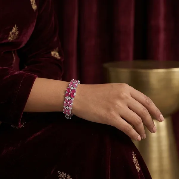 Ruby_Stainless_Steel_Ruby_4_Leaf_Flower_Design_Stone_Bangle