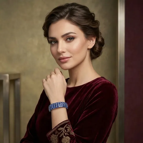 Blue_Stainless_Steel_Sapphire_Oval_Design_Stone_Bangle