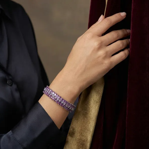 Purple_Stainless_Steel_Anti-Tarnish_&_Water_Resistant_Spinel_Oval_Design_Stone_Bangle_For_Women