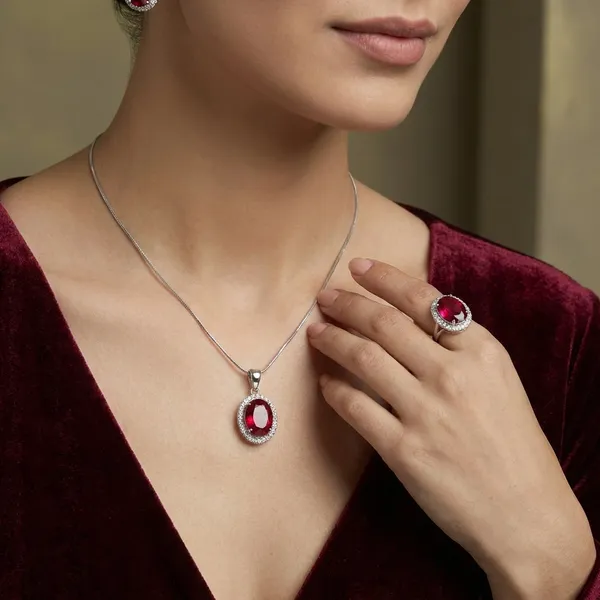 Red_Stainless_Steel_Anti-Tarnish_&_Water_Resistant_Garnet_Pendant_Set_For_Women