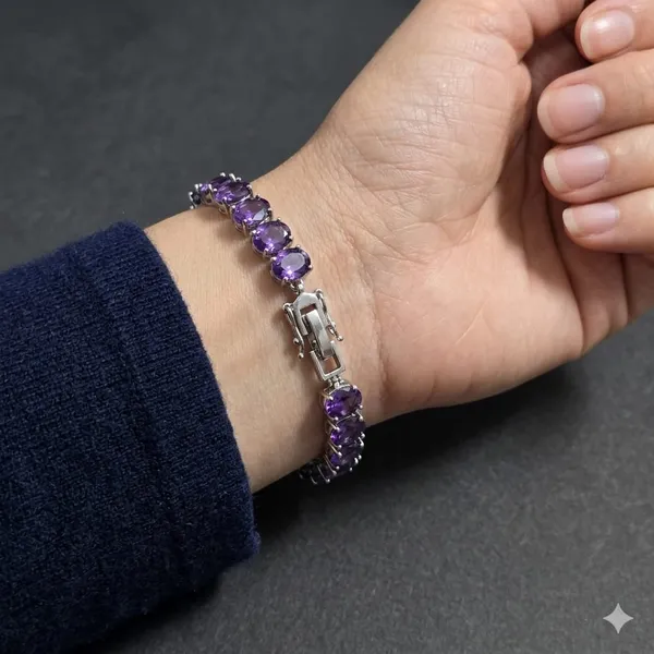 Genuine_Oval-Cut_Amethyst_Tennis_Bracelet_in_Stailnless_steel