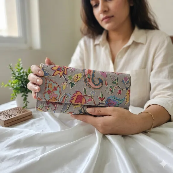 Grey_Floral_Hand-Embroidered_Wallet_with_Multi-Pocket_Storage