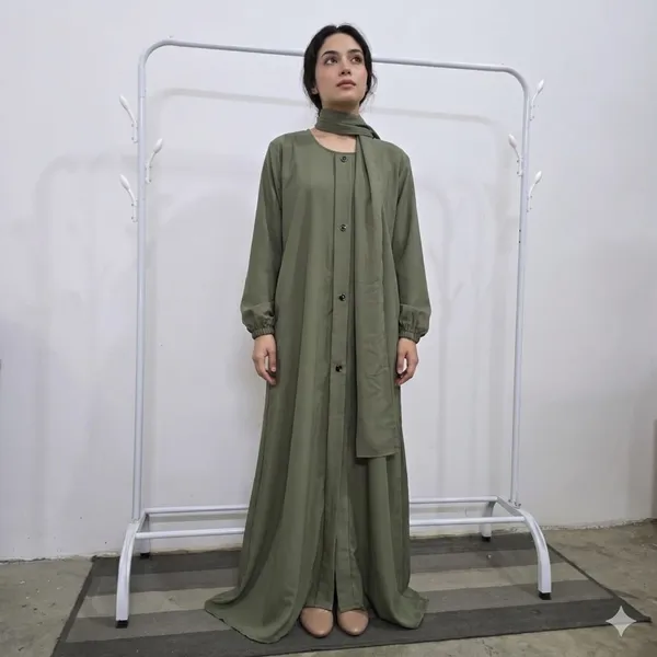 The_Minimalist_Olive_Abaya_For_Women