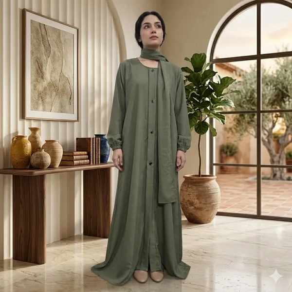 The_Minimalist_Olive_Abaya_For_Women