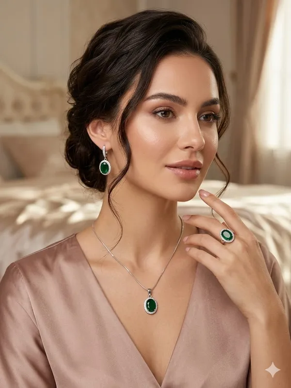 Oval_cut_Deep_Green_Gemstone_Jewelry_set