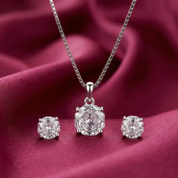 Rose_Silver_Chain_With_Earrings__For_Women