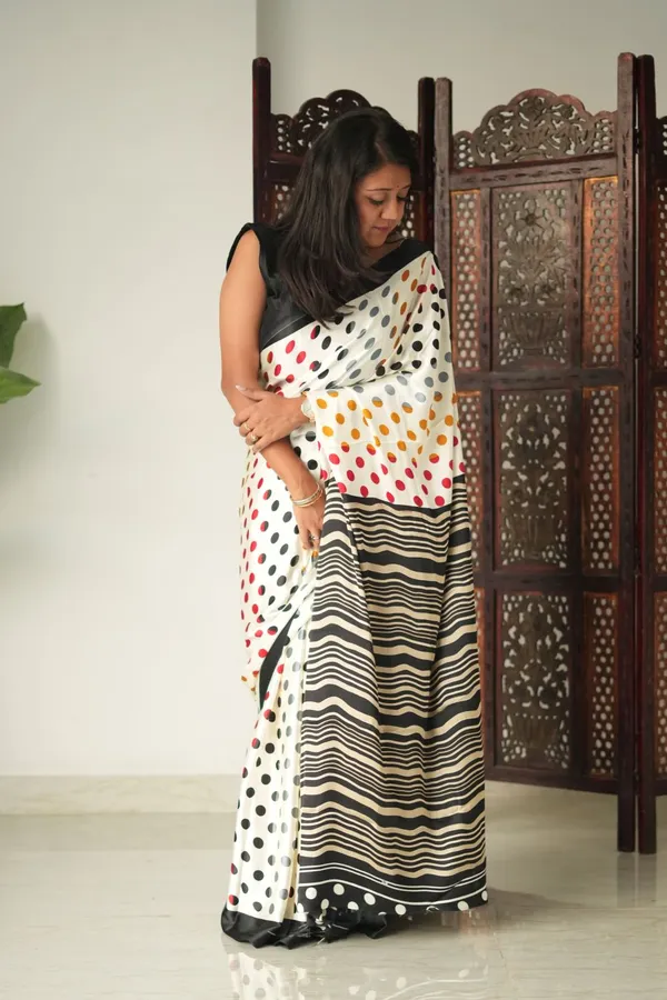White_And_Black_Modal_Satin_Saree