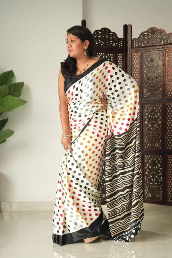White_And_Black_Modal_Satin_Saree