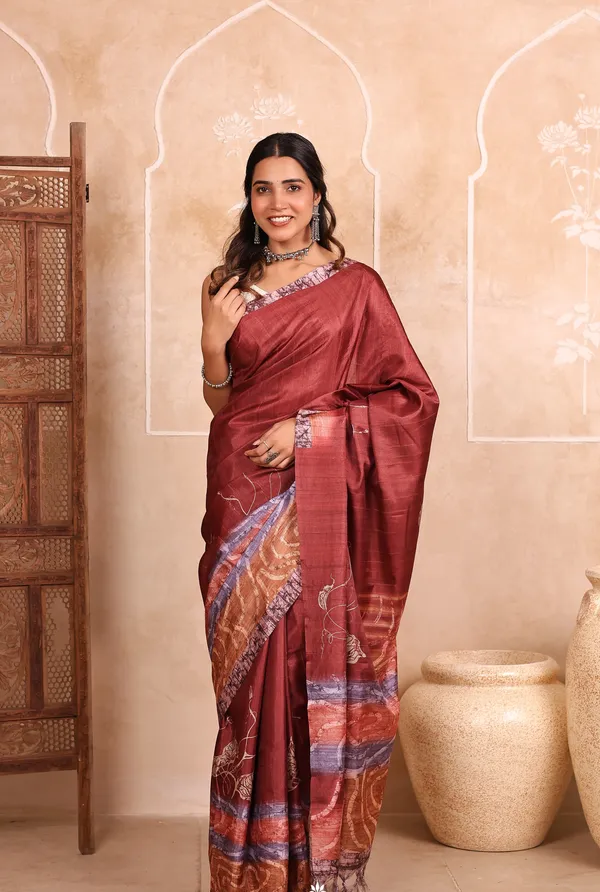 Maroon_Handloom_Chanderi_Saree