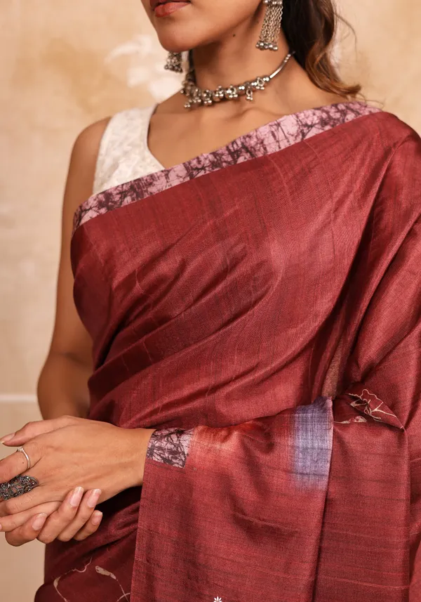 Maroon_Handloom_Chanderi_Saree