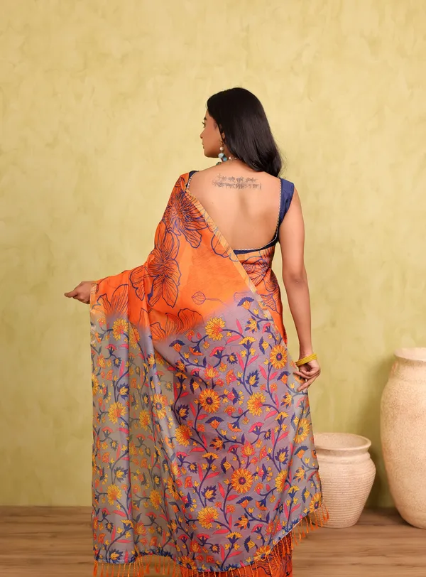 Orange_Chanderi_Cotton_Saree