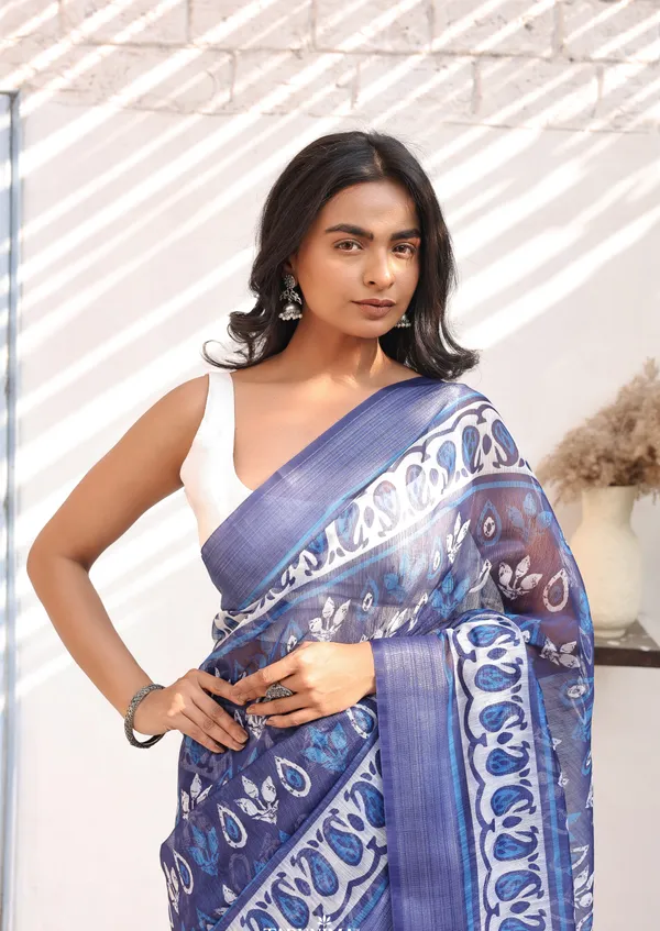 Blue_Chanderi_Cotton_Saree