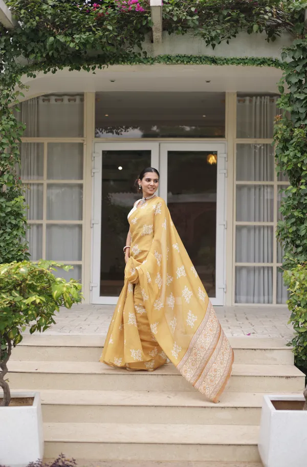 Yellow_Cotton_Crush_Saree