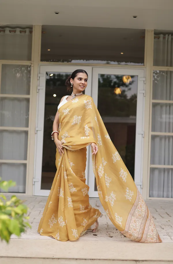 Yellow_Cotton_Crush_Saree