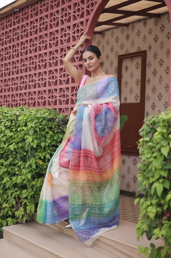White_And_Multicolor_Kota_Doria_Saree