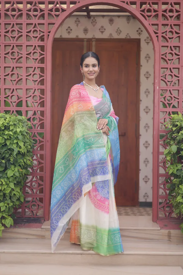 White_And_Multicolor_Kota_Doria_Saree