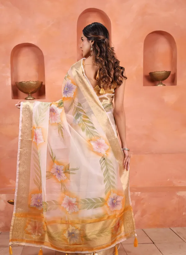 White_And_Golden_Tissue_Organza_Saree