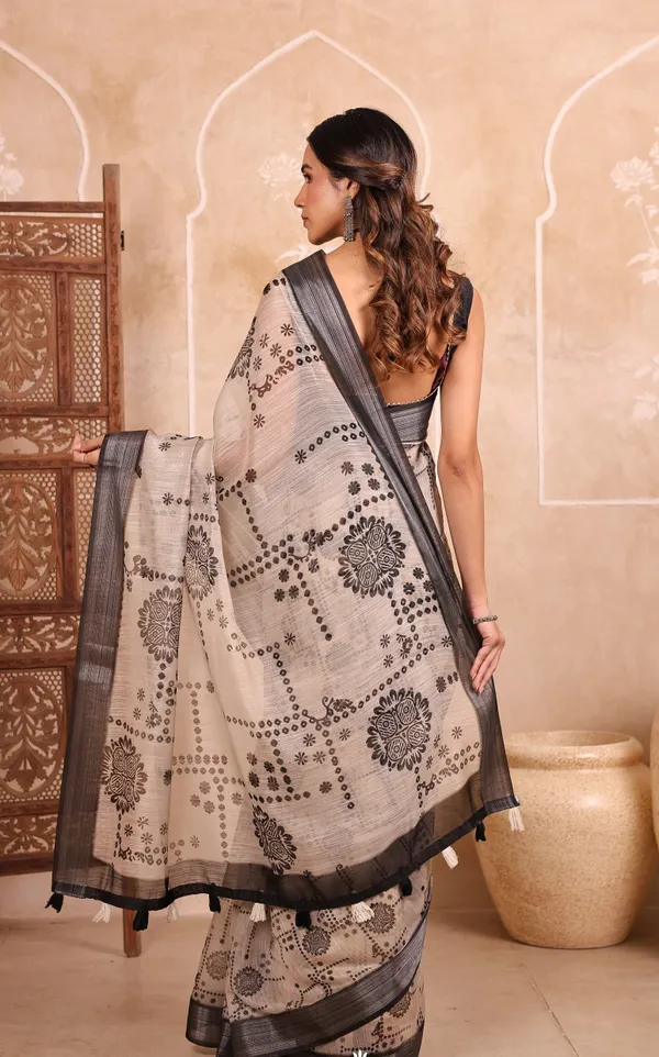 Off-White_And_Black_Chanderi_Cotton_Saree