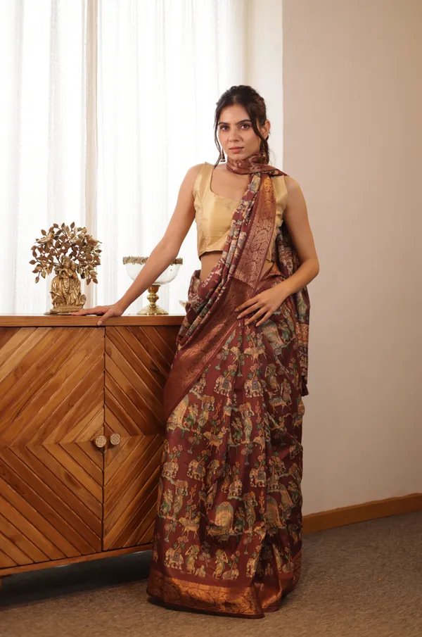Brown_Dola_Art_Silk_Saree