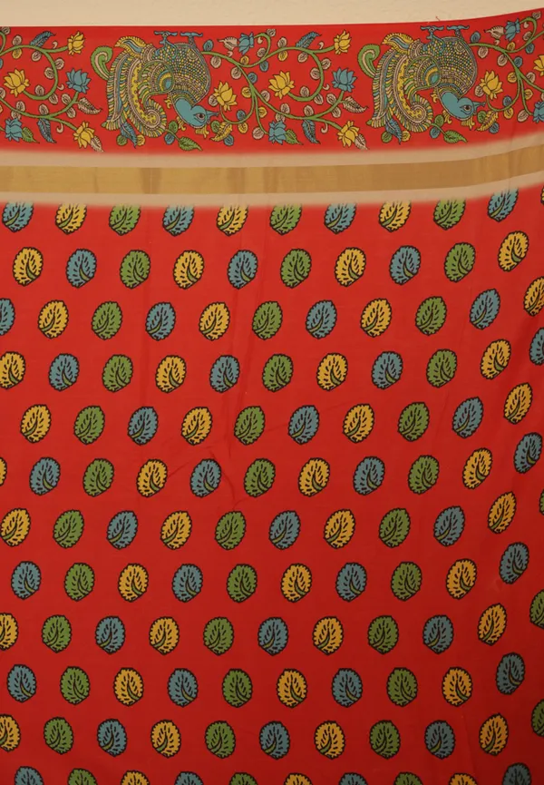 White_And_Red_Tussar_Art_Silk_Saree