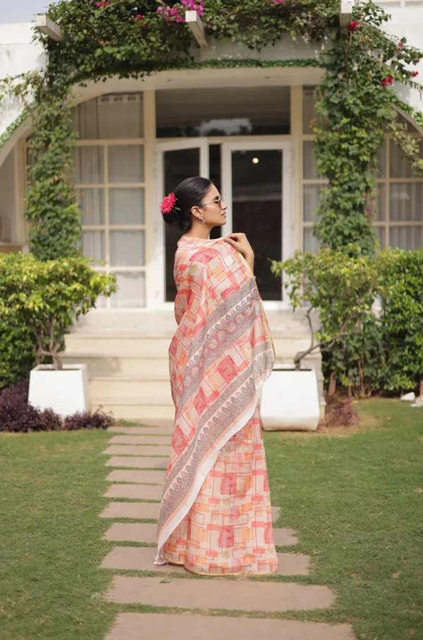 White_And_Orange_Cotton_Crush_Saree