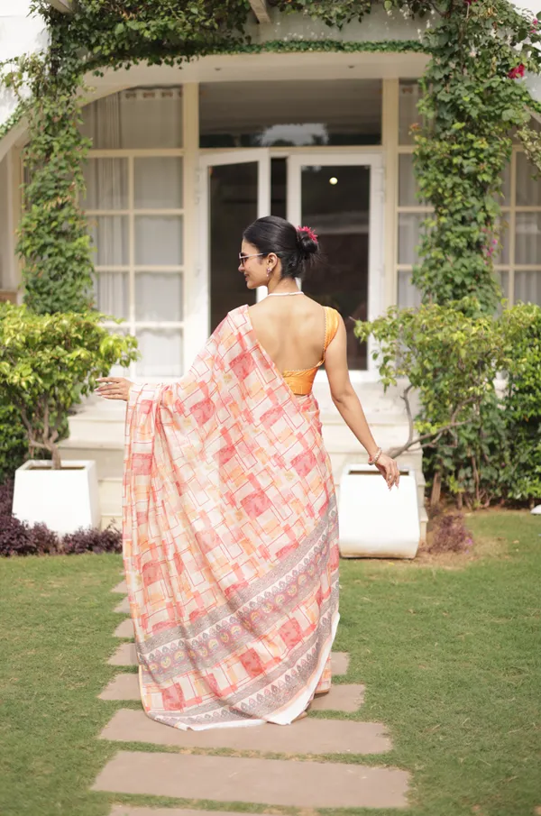 White_And_Orange_Cotton_Crush_Saree