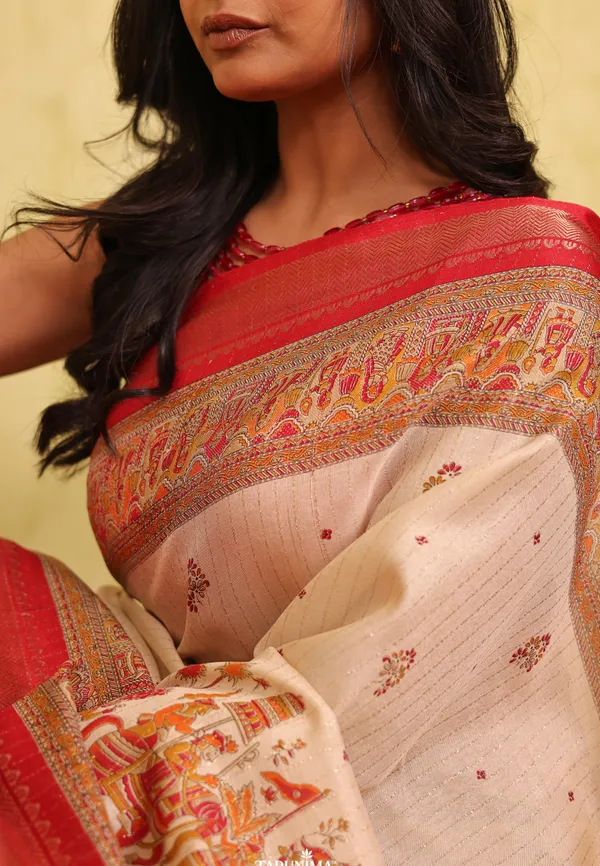 Red_And_White_Dola_Art_Silk_Saree