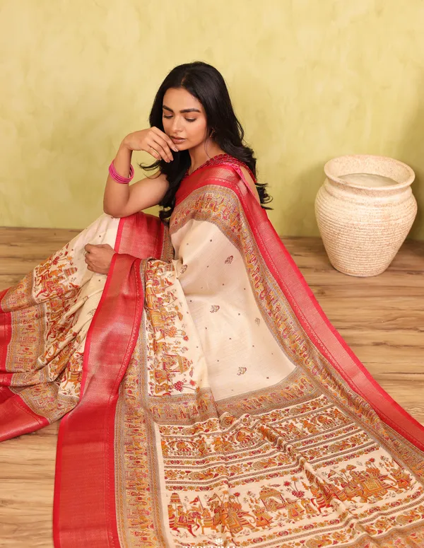 Red_And_White_Dola_Art_Silk_Saree