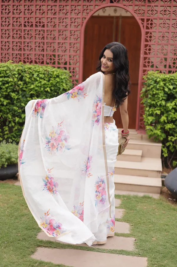 White_Linen_Cotton_Saree