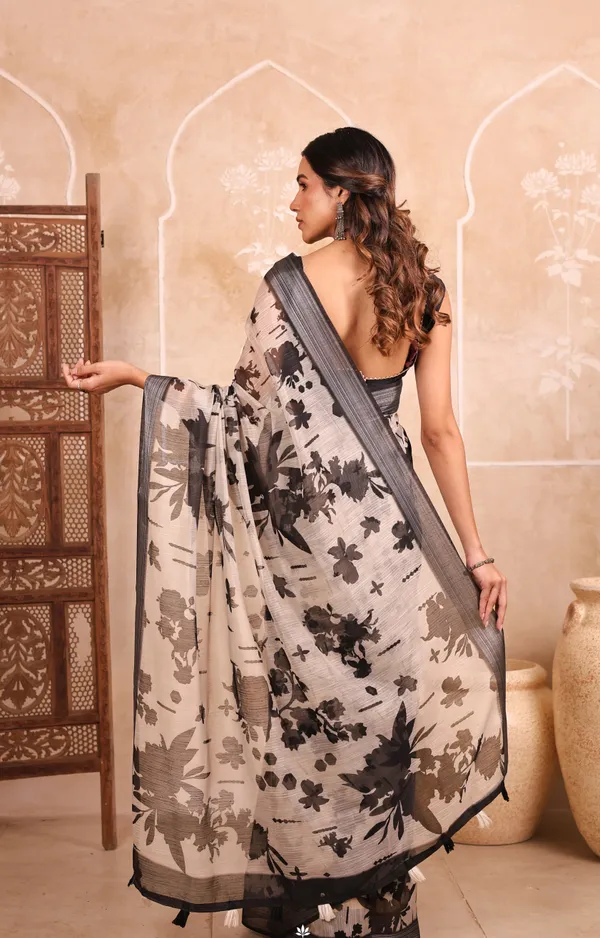 Off-White_And_Black_Chanderi_Cotton_Saree