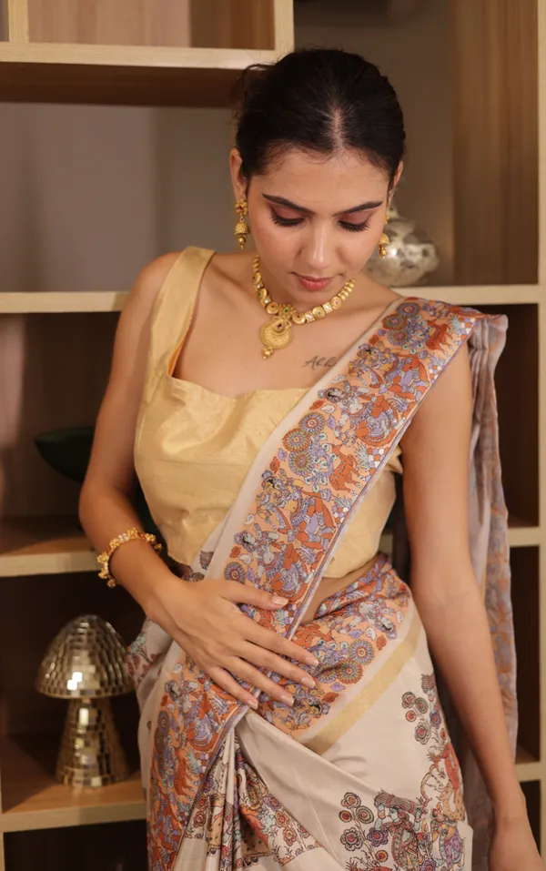 Beige_Tussar_Art_Silk_Saree