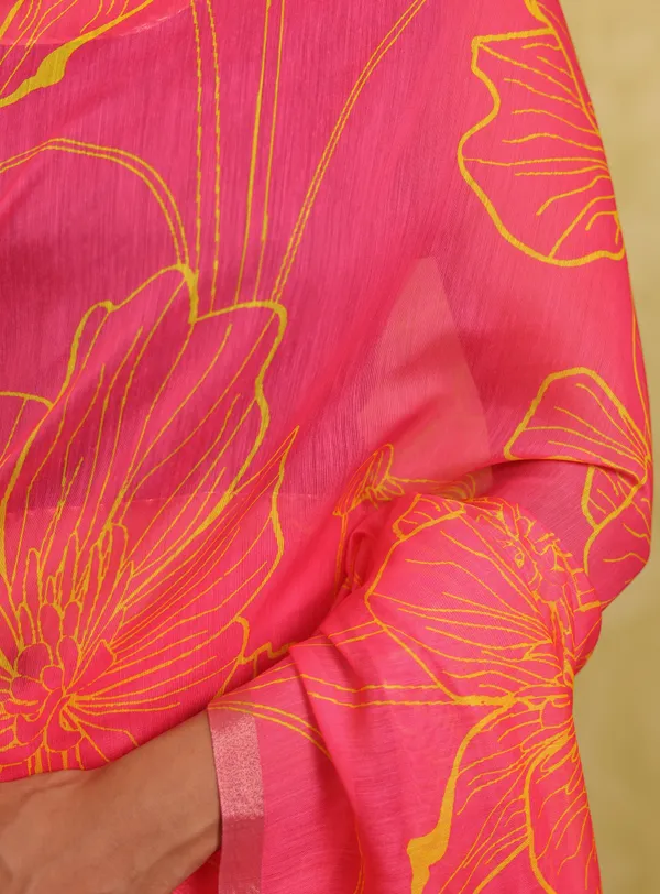 Pink_And_Green_Chanderi_Cotton_Saree