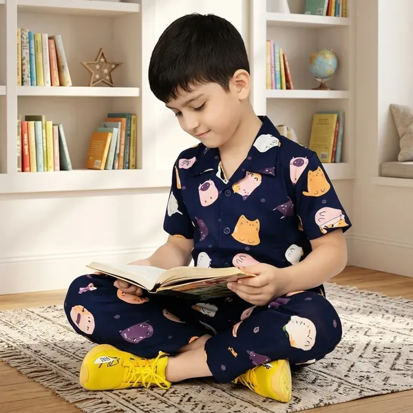 Blue_Cotton_Premium_Shirt_And_Pyjama_For_Kids