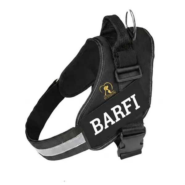 Black_Customizable_No-Pull_Dog_Harness_With_Reflective_Strip_And_Braided_Leash_Set