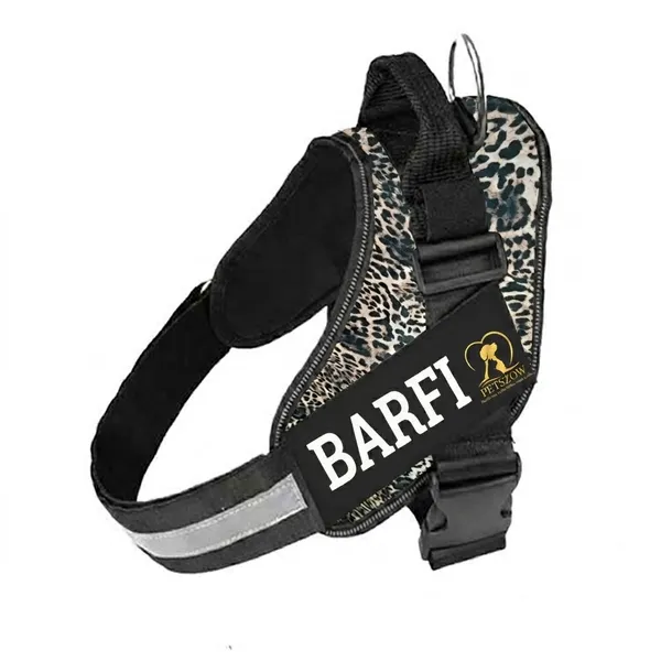 Wild__Customizable_Leopard_Print_Dog_Harness_With_Reflective_Straps_-_Breathable_Mesh_Design