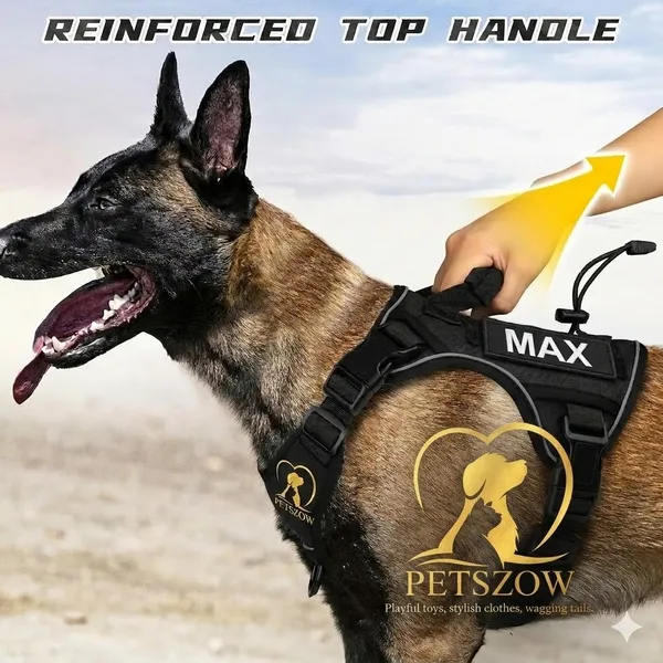 Black_Tactical_Personalized_Harness_With_Name_Patch_Safety_And_Reflective_Harness