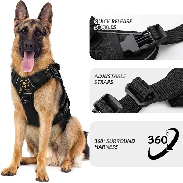 Black_Tactical_Personalized_Harness_With_Name_Patch_Safety_And_Reflective_Harness