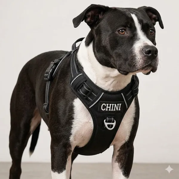 Double_Sided_Black_Customizable_Reflective_Dog_Harness_With_Name_Patch_-_Heavy_Duty_No-Pull_Pet_Harness