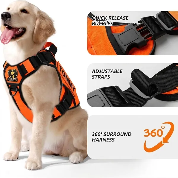 Orange_Tactical_Personalized_Harness_With_Name_Patch_Safety_And_Reflective_Harness