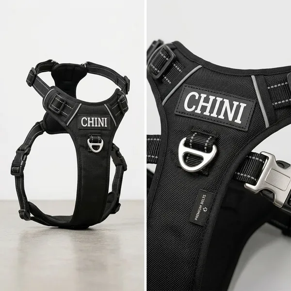 Double_Sided_Black_Premium_No-Pull_Dog_Harness_With_Personalized_Name_Tag_-_Heavy_Duty_Tactical_Style_Pet_Vest_Pack_Of_2