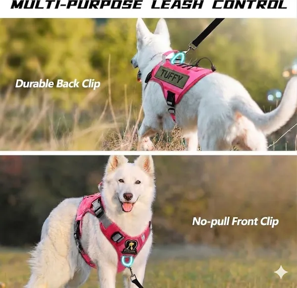 Pink_Tactical_Personalized_Harness_With_Name_Patch_Safety_And_Reflective_Harness
