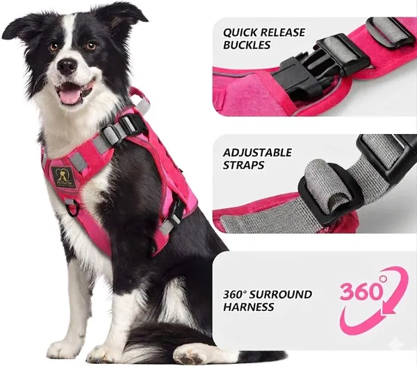 Pink_Tactical_Personalized_Harness_With_Name_Patch_Safety_And_Reflective_Harness