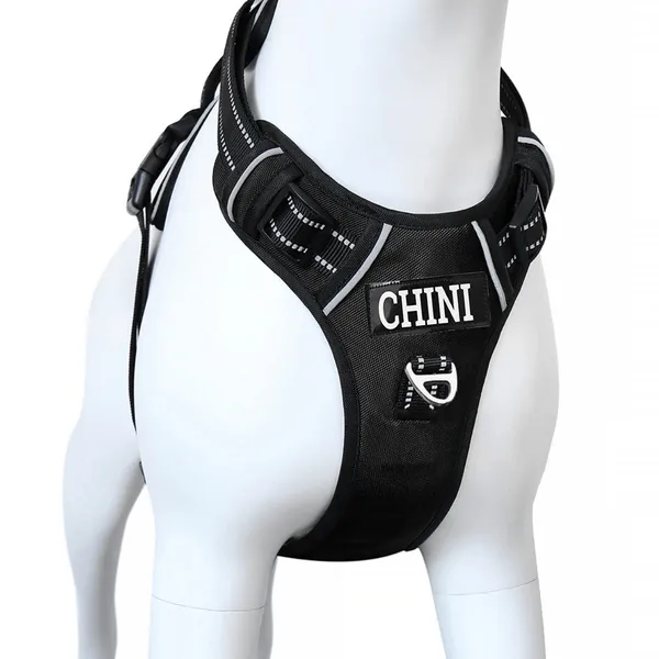 Double_Sided_Black_Customizable_Reflective_Dog_Harness_With_Name_Patch_-_Heavy_Duty_No-Pull_Pet_Harness