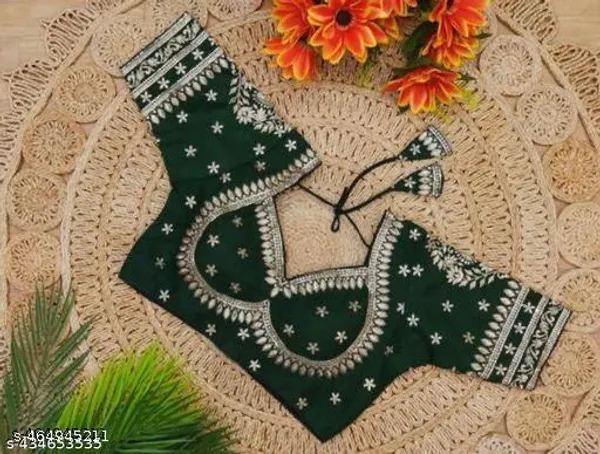 Green_Vichitra_Silk_Blouse_For_Women