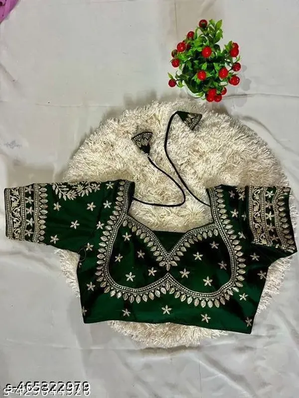 Green_Vichitra_Silk_Blouse_For_Women